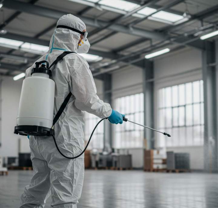 Désinfection et décontamination de zones industrielles